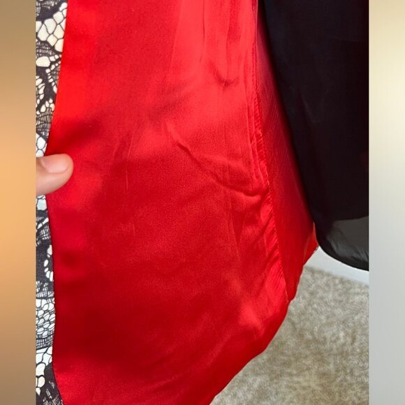 Lace Printed LIMELIGHT 2 PC Open Front Jacket Blazer with Red Lining - Picture 13 of 17